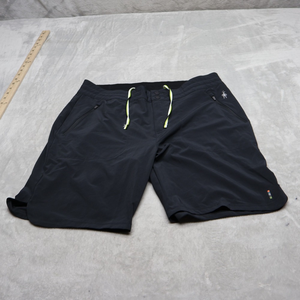 Smartwool Shorts Womens Large Black Stretch Drawcord Waist Gym Hiking Running